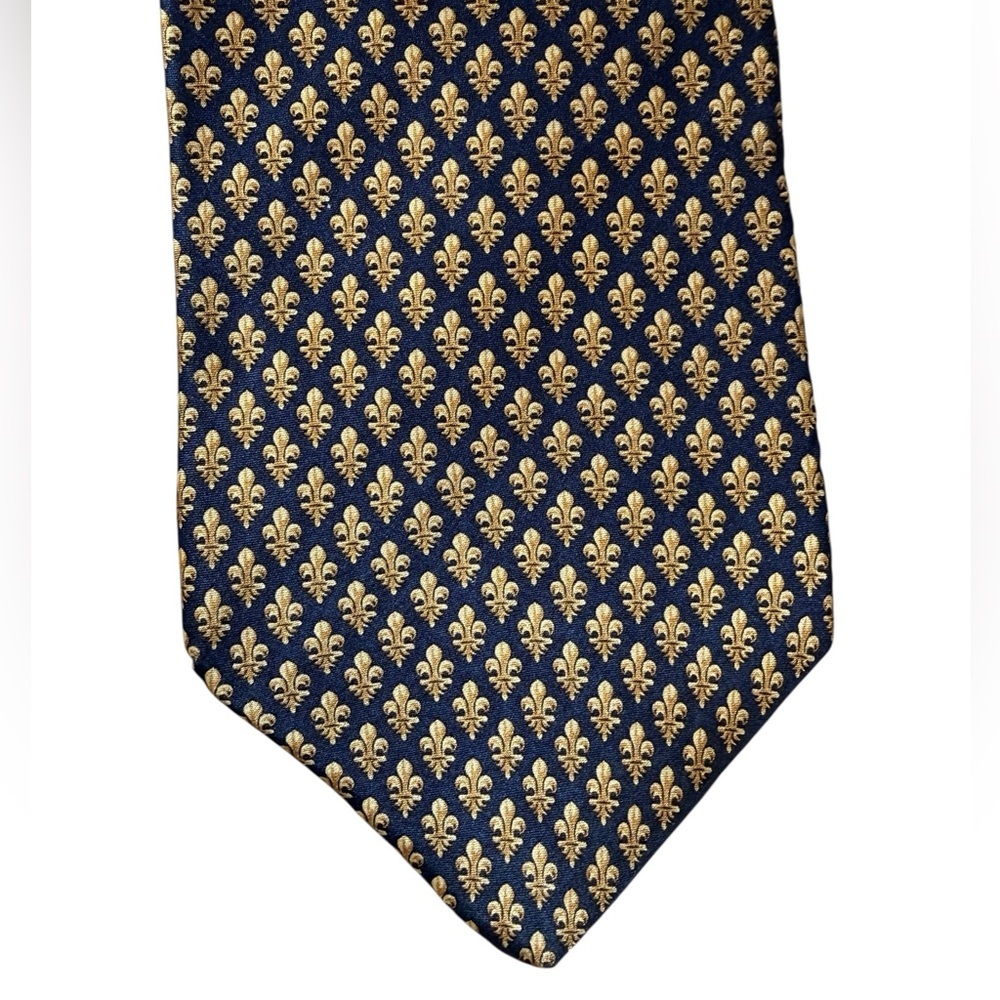 Les Montreux Paris Fleur-de-Lis Silk Tie – Navy & Gold